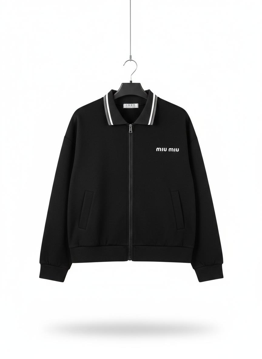 Miu Miu Polo-Collar Zip-Up Jacket